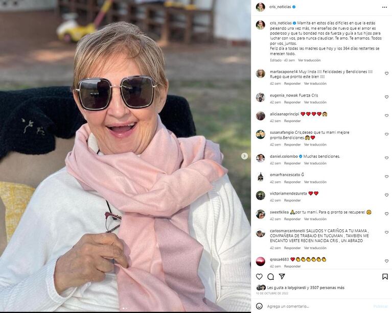 Cristina Pérez y su mamá María Cristina (Foto: Instagram @cris_noticias)