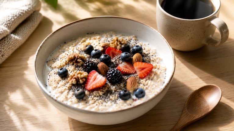 Cuál es el mejor alimento para un desayuno nutritivo que mejore el día: huevos o avena. Foto: IA