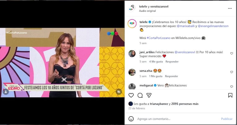 Cuando Verónica Lozano presentó a Eva Anderson como panelista de Cortá por Lozano en el festejo por la década de programa.