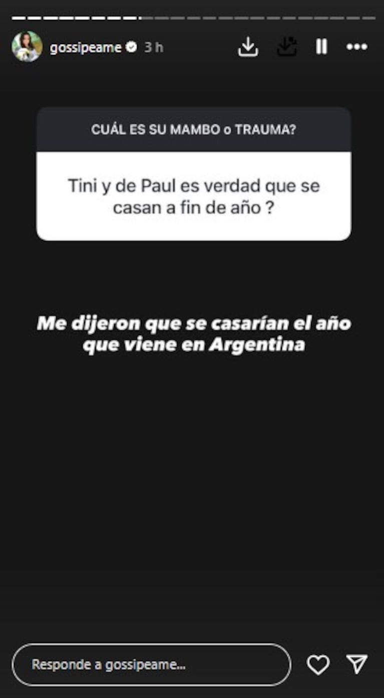Cuándo y dónde se casarían Tini Stoessel y Rodrigo de Paul | Créditos: Instragram @gossipeame