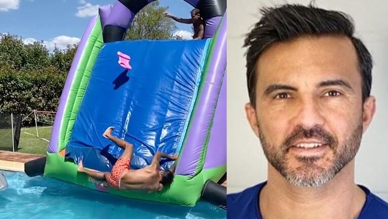 Cubero se cayó de cabeza desde un inflable.