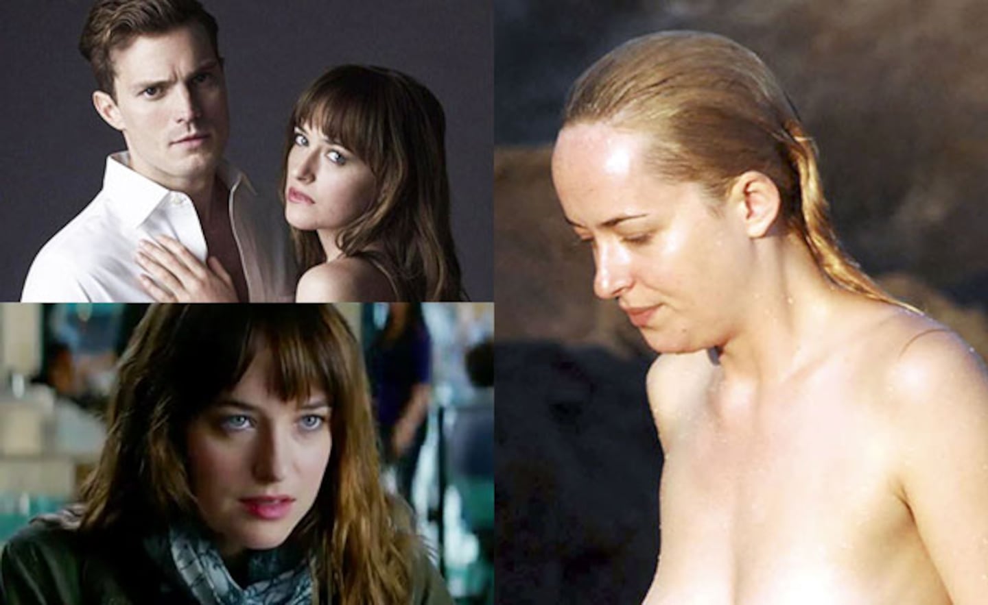 Dakota Johnson, protagonista de 50 Sombras de Grey, hizo topless en Italia (Fotos: Web y Grosby Group). 