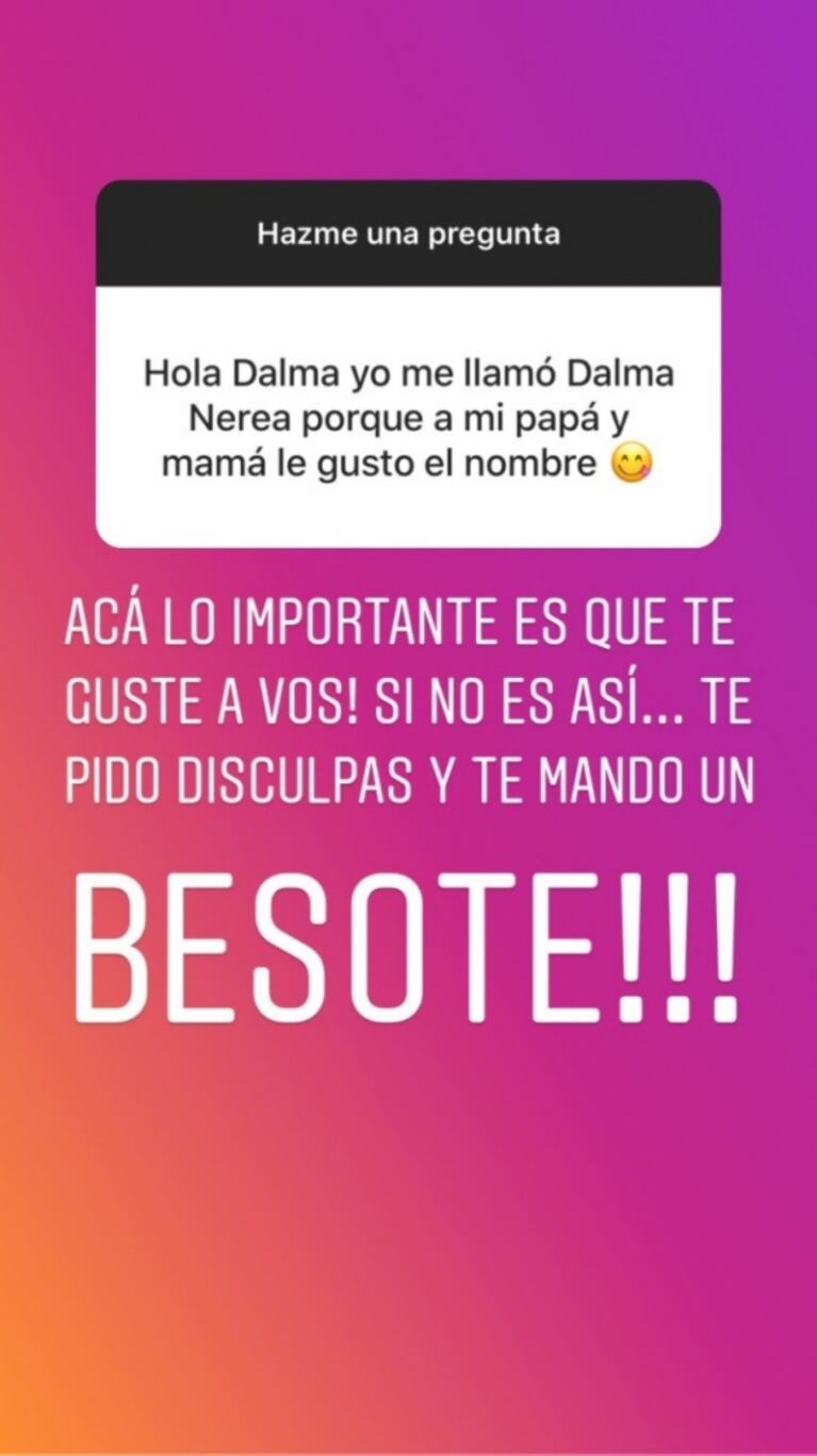 Dalma Maradona, a una seguidora que la llamaron igual en su honor: "¡Lo importante es que te guste a vos!"