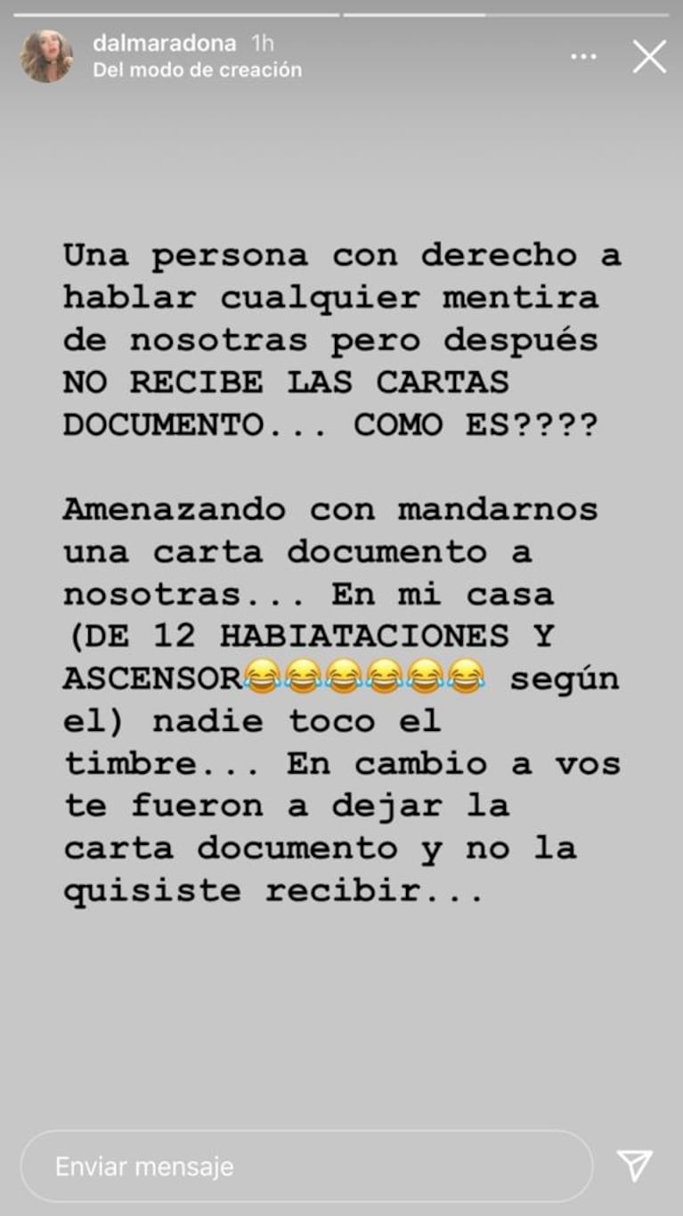 Dalma Maradona apuntó fuerte contra Luis Ventura: "Habla cualquier mentira de nosotras"