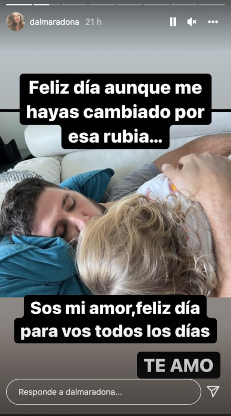 Dalma Maradona compartió una foto inédita de su marido y su hija Roma