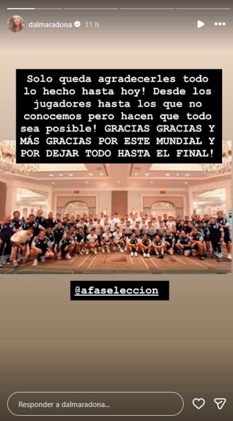 Dalma Maradona emocionó a todos con el mensaje que le dedicó a Lionel Messi (Foto de Instagram)