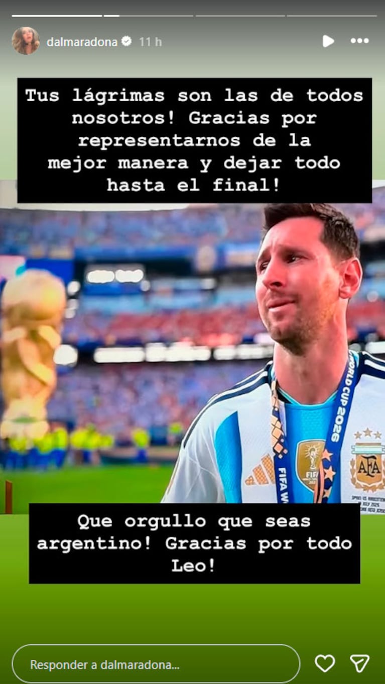 Dalma Maradona emocionó a todos con el mensaje que le dedicó a Lionel Messi (Foto de Instagram)