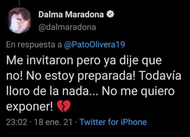 Dalma Maradona explicó por qué se negó a formar parte de MasterChef Celebrity 2: "Todavía no estoy preparada"