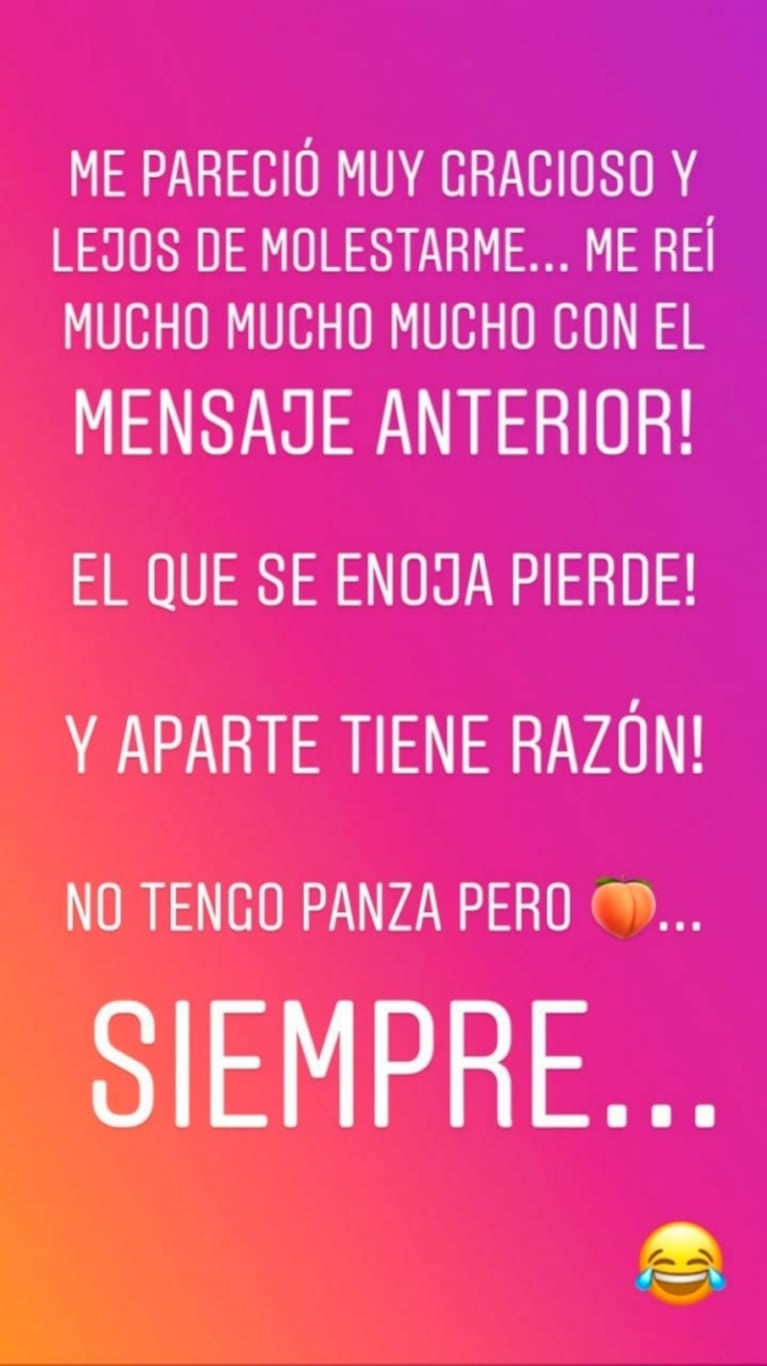 Dalma Maradona mostró su pancita de casi 5 meses y replicó la crítica de un seguidor: "¡Puede ser, eh!"
