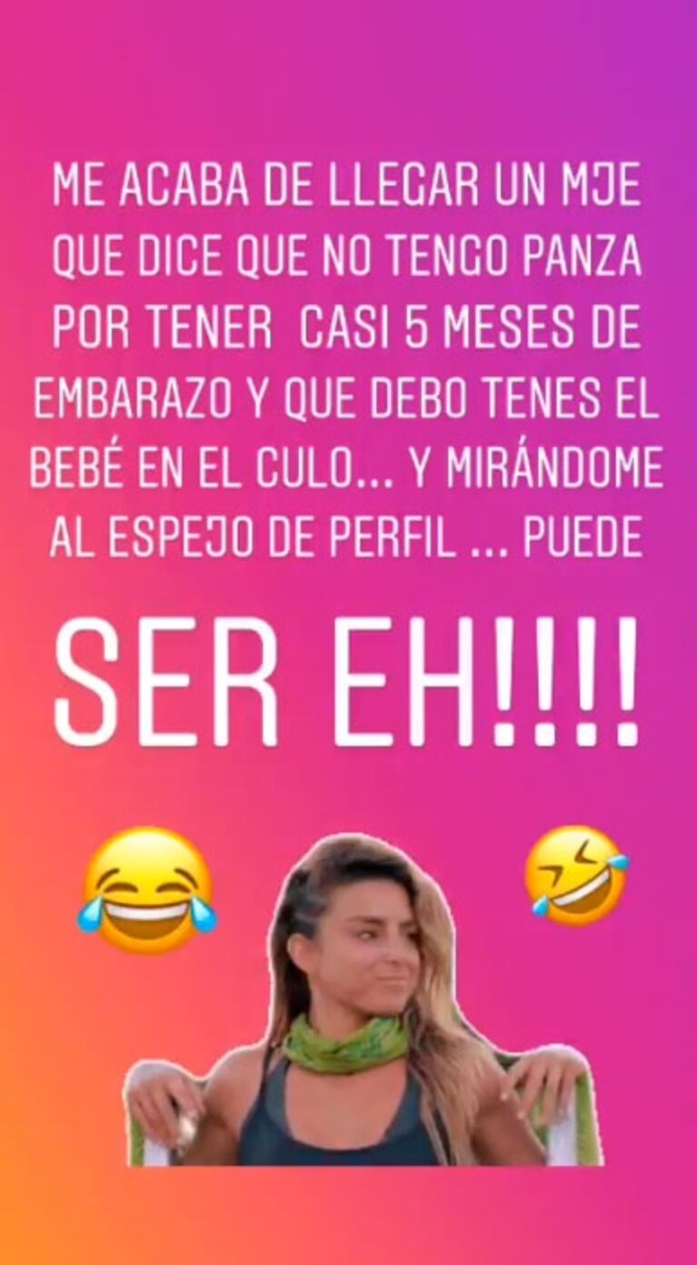 Dalma Maradona mostró su pancita de casi 5 meses y replicó la crítica de un seguidor: "¡Puede ser, eh!"