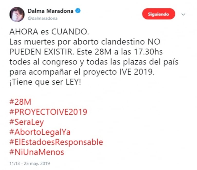 Dalma Maradona opinó sobre el aborto legal y se metieron con su hija: "Ni se te ocurra nombrarla..."