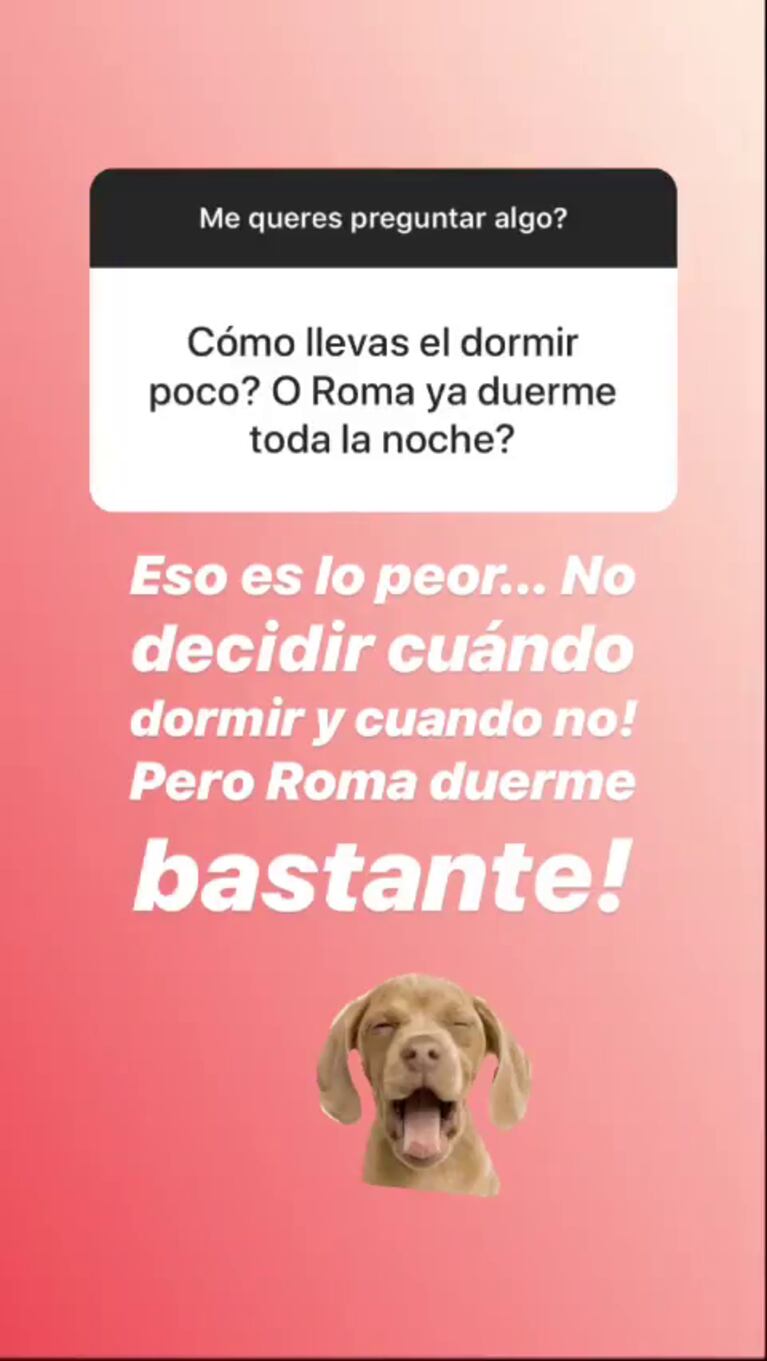 Dalma Maradona, sobre la llegada de su hija Roma: "¡Lo peor es no poder decidir cuándo dormir y cuándo no!"