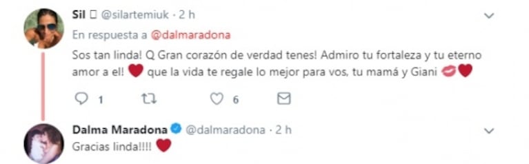 Dalma Maradona y un emotivo mensaje a su papá: "No sé si te extraño más adentro de la cancha o afuera"