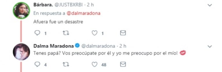 Dalma Maradona y un emotivo mensaje a su papá: "No sé si te extraño más adentro de la cancha o afuera"
