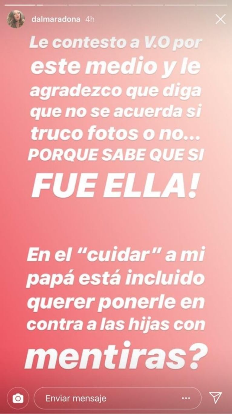 Dalma Maradona y un picante ¿golpe bajo? a Verónica Ojeda tras "escracharla" con fotos trucadas
