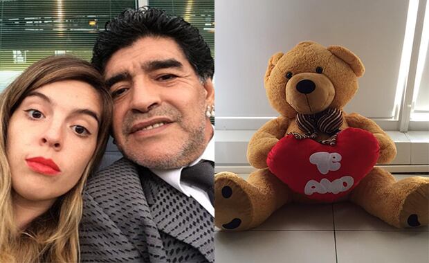 Dalma Maradona y un tierno regalo de Diego (Fotos: Twitter). 