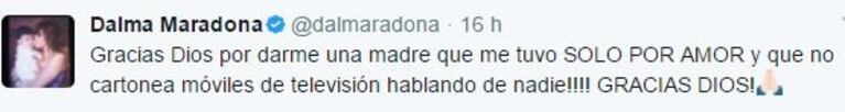 Dalma Maradona y una filosa catarata de tweets contra Verónica Ojeda: "Gracias Dios por darme una madre que me tuvo solo por amor" 