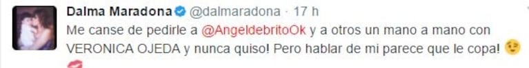 Dalma Maradona y una filosa catarata de tweets contra Verónica Ojeda: "Gracias Dios por darme una madre que me tuvo solo por amor" 