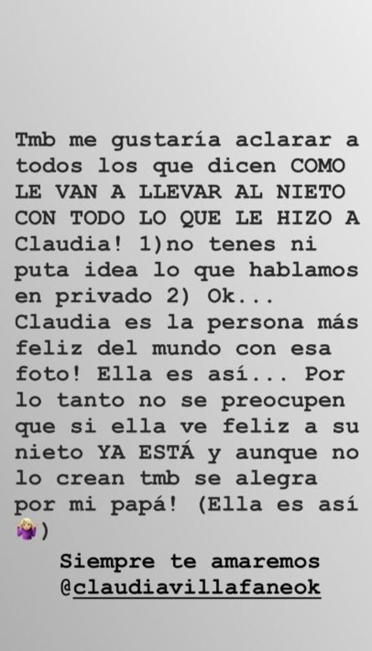 Dalma y la reacción de Claudia tras el encuentro de Maradona con su nieto: "Ella es la persona más feliz del mundo con esa foto"