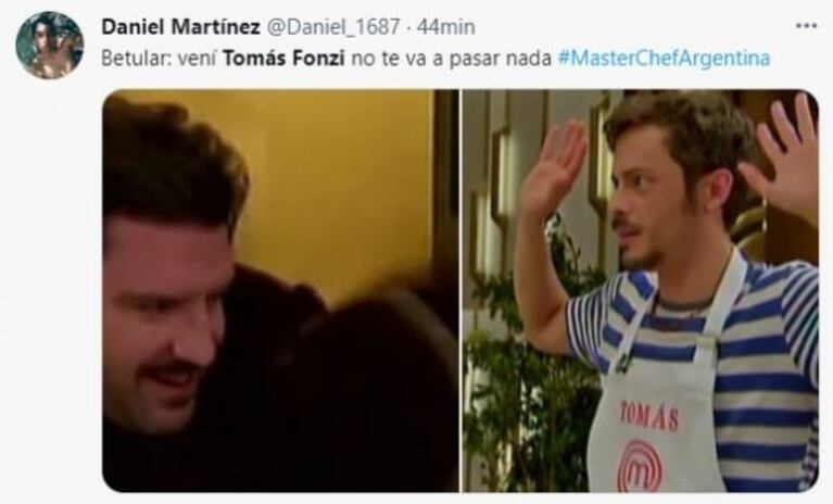 Damián Betular asustó a Tomás Fonzi disfrazado de oso en MasterChef Celebrity 3 y generó una montaña de memes: "Era gigante y con anteojos"