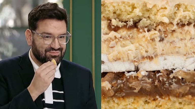 Damián Betular y su torta "Carmen".