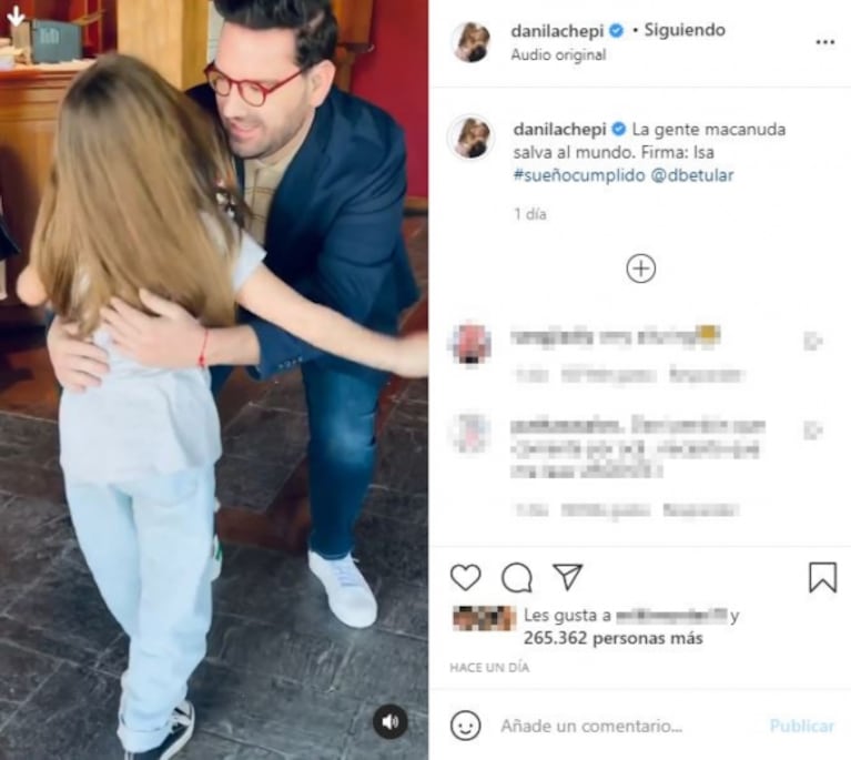 Dani La Chepi le cumplió el sueño a su hija de conocer a Damián Betular: "La gente macanuda salva al mundo"