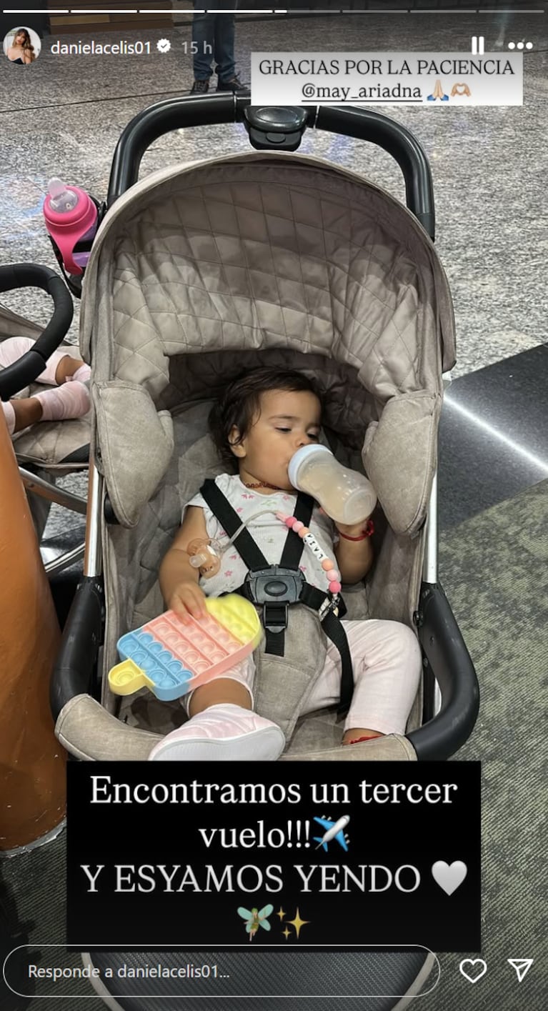 Dani y Thiago contaron su odisea en el aeropuerto. Foto: IG | danicelis01