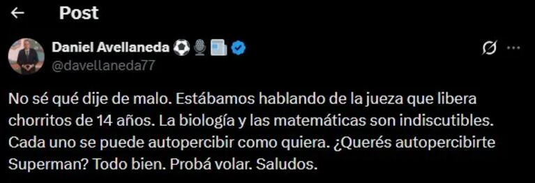 Daniel Avellaneda redobló sus polémicos dichos sobre Florencia de la V. Crédito: X