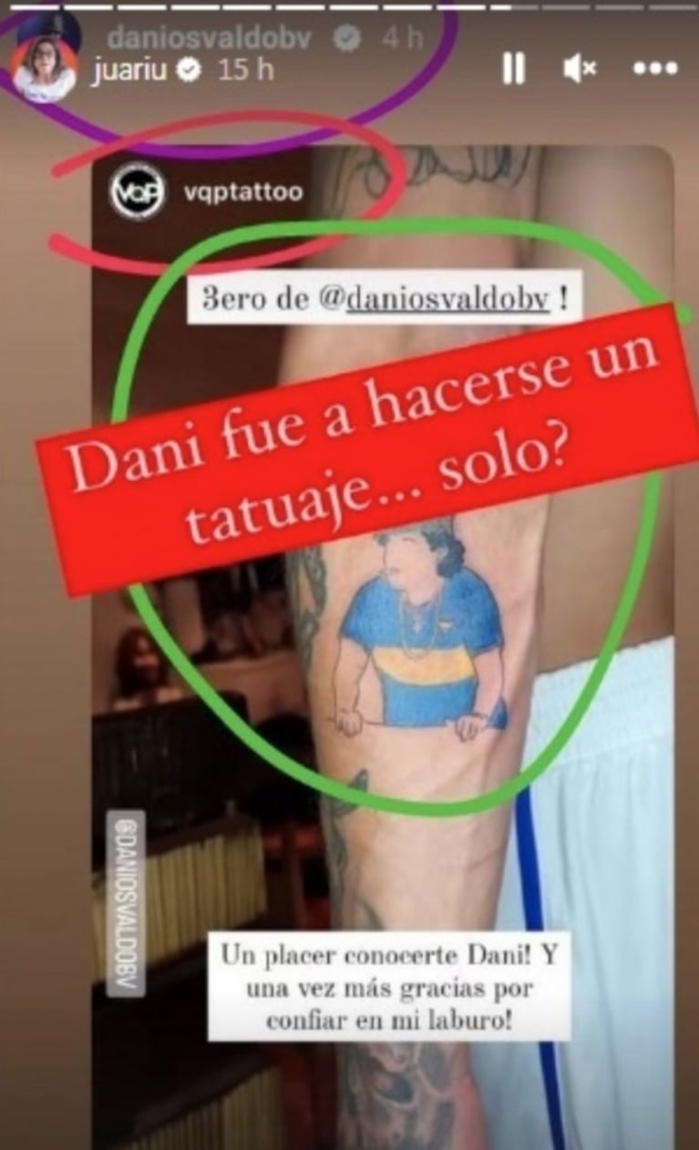Daniel Osvaldo, cerca de Gianinna Maradona tras la separación: le dedicó un tatuaje a ella y a Diego