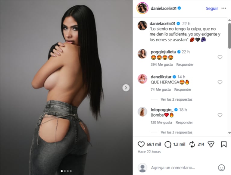 Daniela Celis apuntó contra los hombres: “Soy exigente y los nenes se asustan”  Crédito Instragram