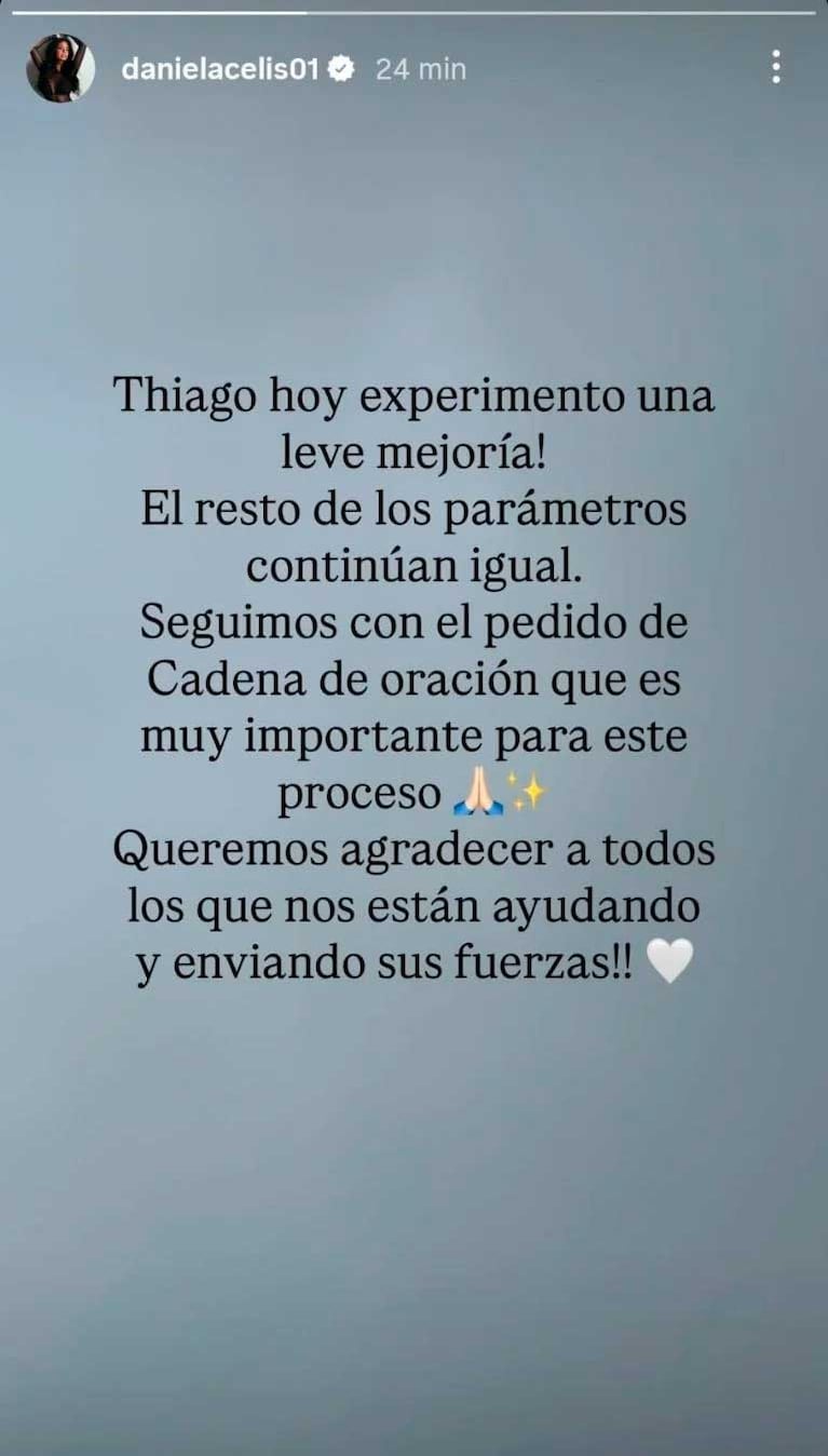 Daniela Celis compartió el estado de salud de Thiago Medina (Foto: Instagram)