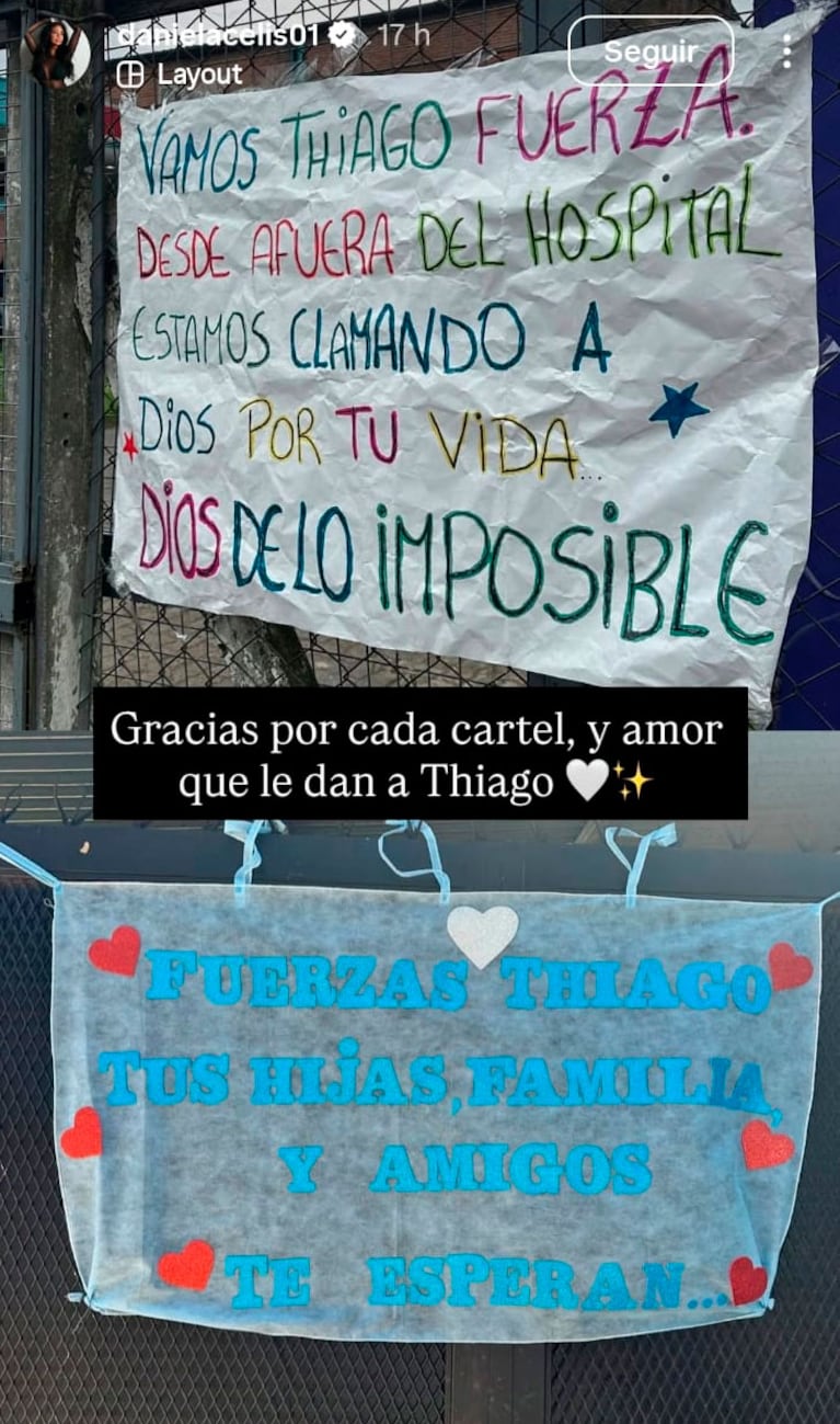 Daniela Celis, emocionada por las muestras de amor a Thiago Medina tras el accidente. Foto: Instagram.