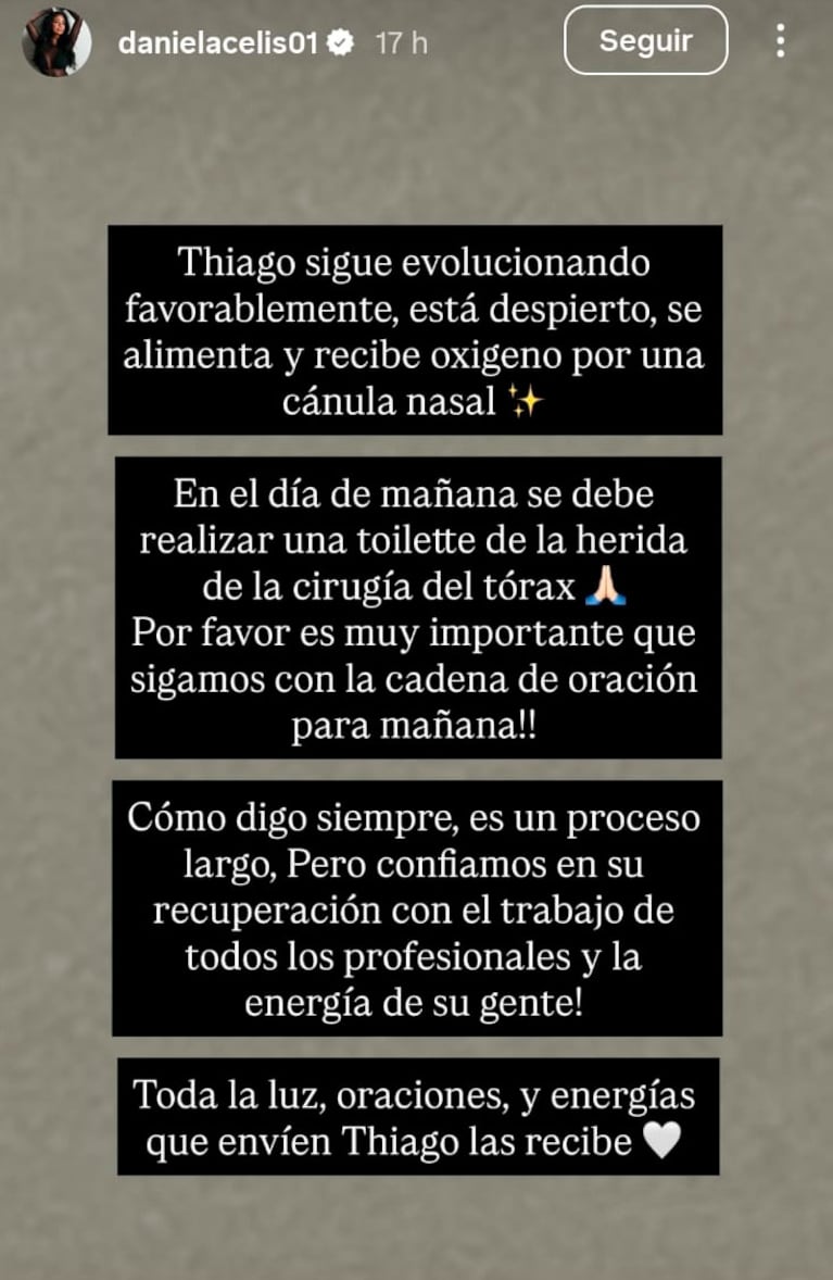Daniela Celis, emocionada por las muestras de amor a Thiago Medina tras el accidente. Foto: Instagram.