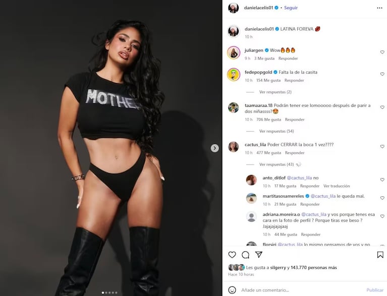 DANIELA CELIS IMPACTÓ CON FOTOS SENSUALES Y RESPONDIÓ A LAS CRÍTICAS. Credito: Instagram