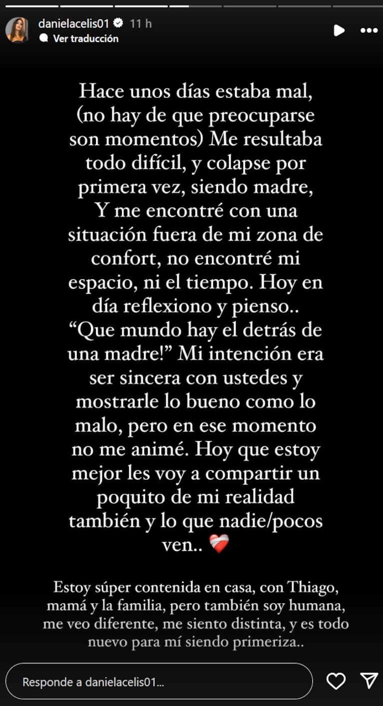 Daniela Celis rompió en llanto y relató lo mucho que le está costando ser mamá primeriza: “Colapsé”