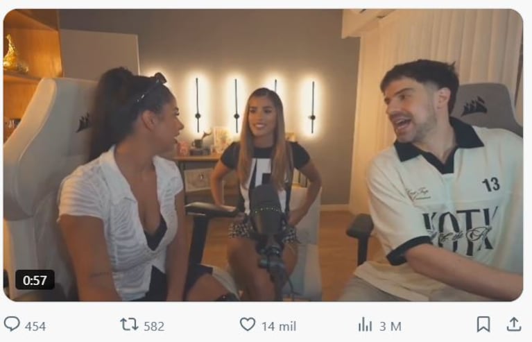 Daniela Celis y Julieta Poggio en el streaming de Martín Cirio (Foto: captura de X).