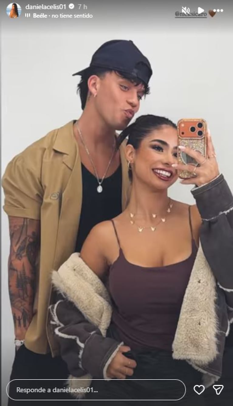 Daniela Celis y Nick Sicaro. Foto: Captura de Instagram Stories  (@danielacelis01)