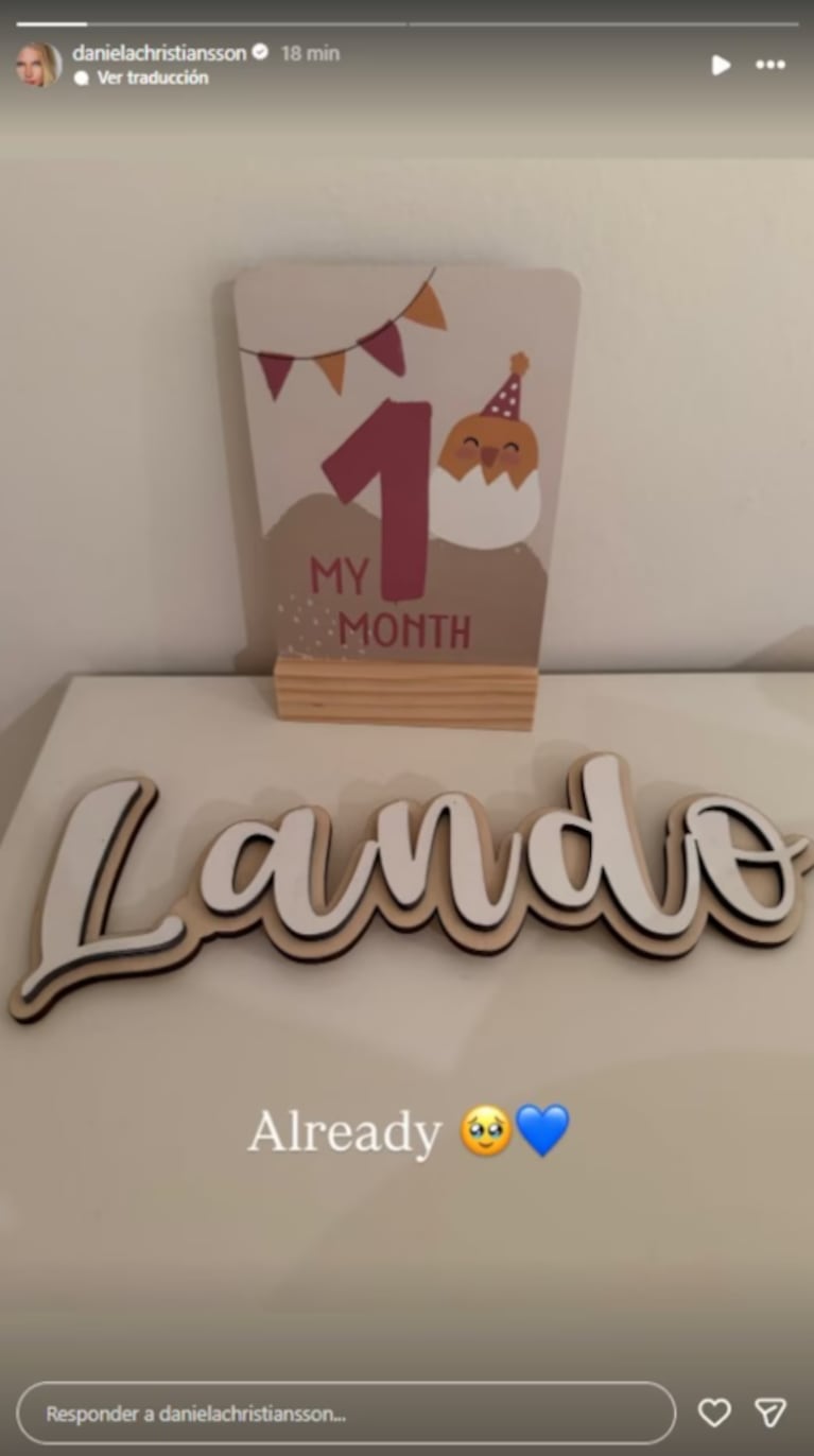 Daniela Christiansson celebró el primer mes de su hijo Lando: la tierna postal | Créditos: Instagram @danielachristiansson