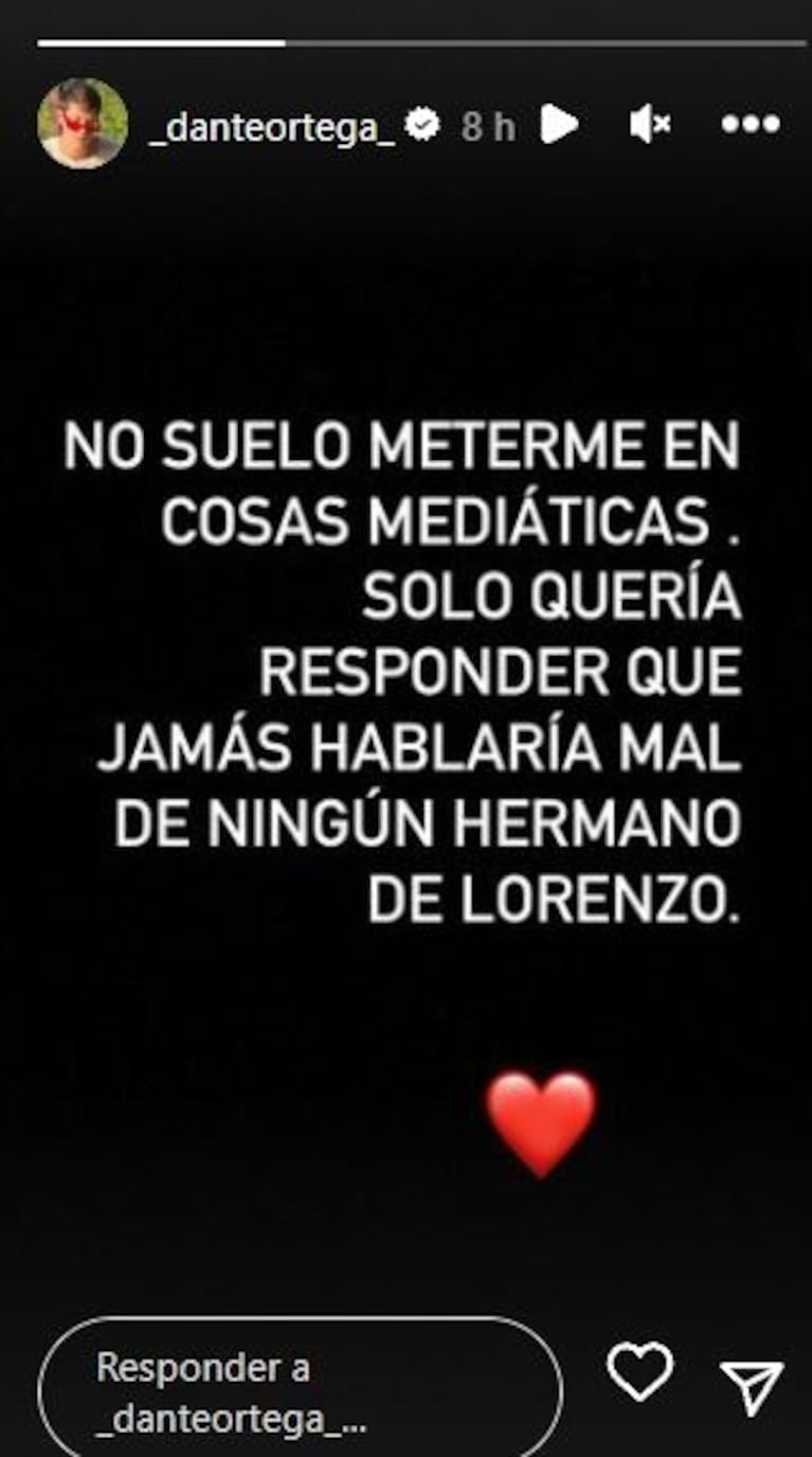 Dante Ortega rompió el silencio tras las fuertes declaraciones de Cande Tinelli sobre su mamá, Guille Valdés