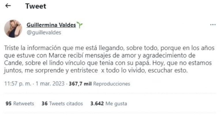 Dante Ortega rompió el silencio tras las fuertes declaraciones de Cande Tinelli sobre su mamá, Guille Valdés