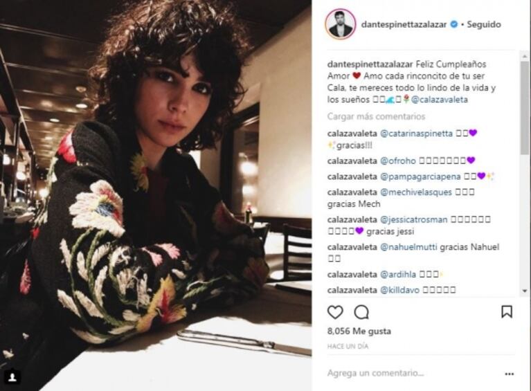 Dante Spinetta publicó fotos íntimas del apasionado festejo de cumple de su novia: "Pura Flama"