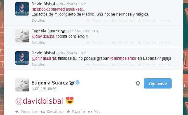 David Bisbal y Eugenia Suárez, súper enamorados (Fotos: Twitter). 