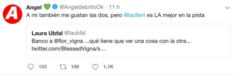 De Brito eligió entre Laurita Fernández y Flor Vigna: "Me gustan las dos pero Lau es la mejor en la pista"