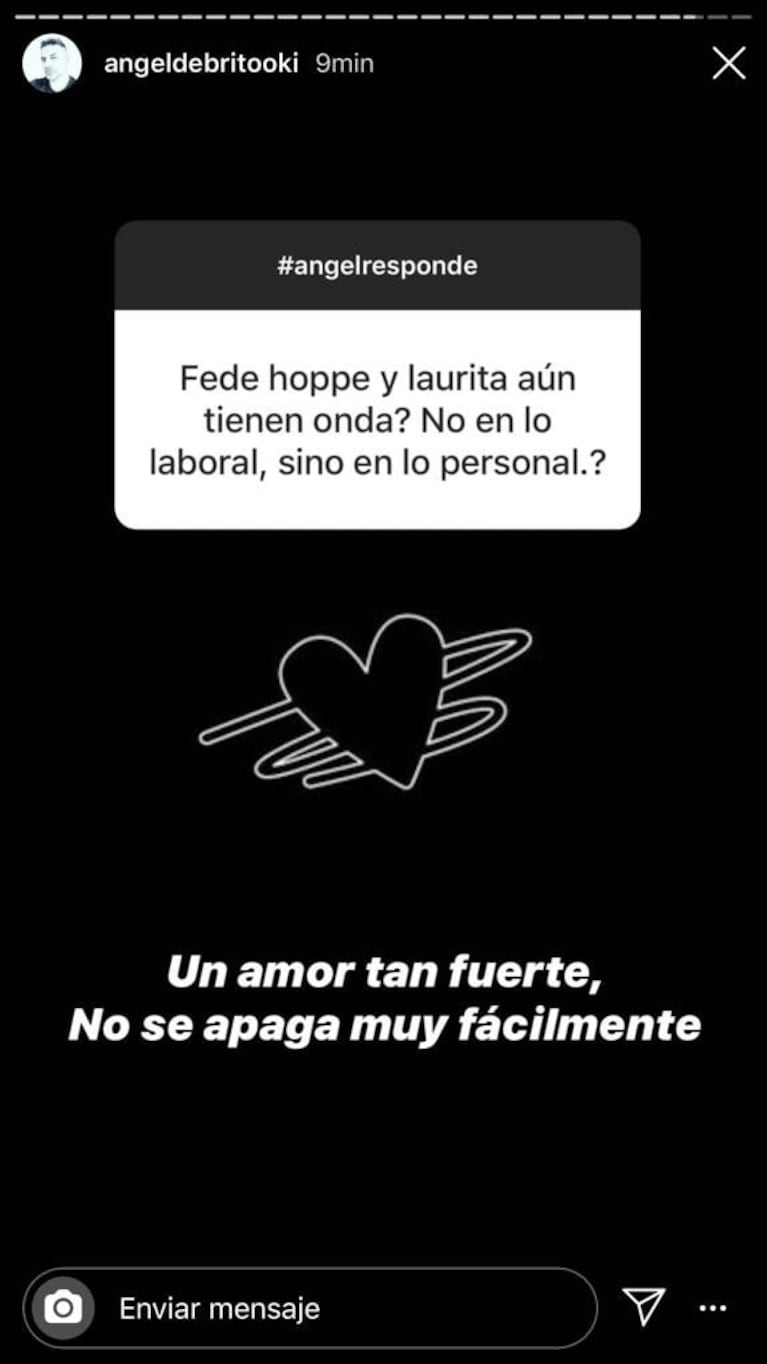 De Brito, picante cuando le preguntaron si Laurita Fernández y Fede Hoppe todavía 'tienen onda': "Un amor tan fuerte no se apaga muy fácilmente"