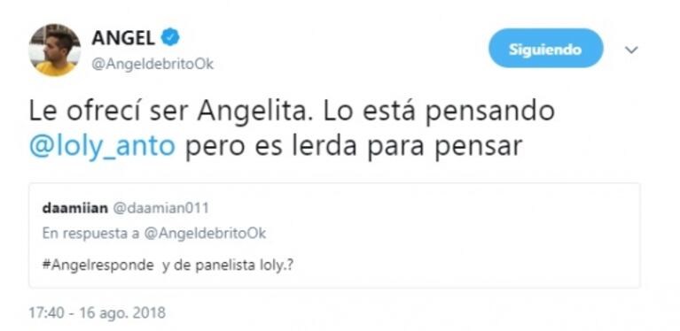 De Brito quiere a Loly Antoniale como panelista de LAM: "Le ofrecí ser una angelita, pero lo está pensando"