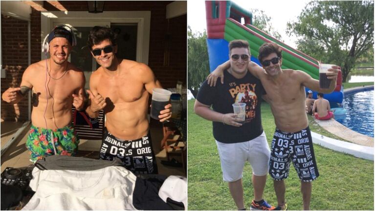 ¡De relax! Mariano Martínez, de fiesta con amigos: pileta, fernet y cuerpazo. Foto: Instagram