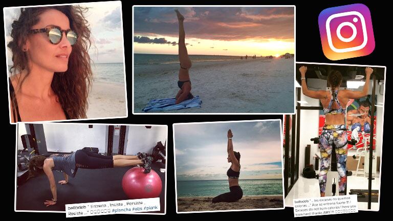 Débora Bello, súper diosa a los 39: yoga playero en bikini y estricta rutina en el gimnasio (Foto: Instagram)
