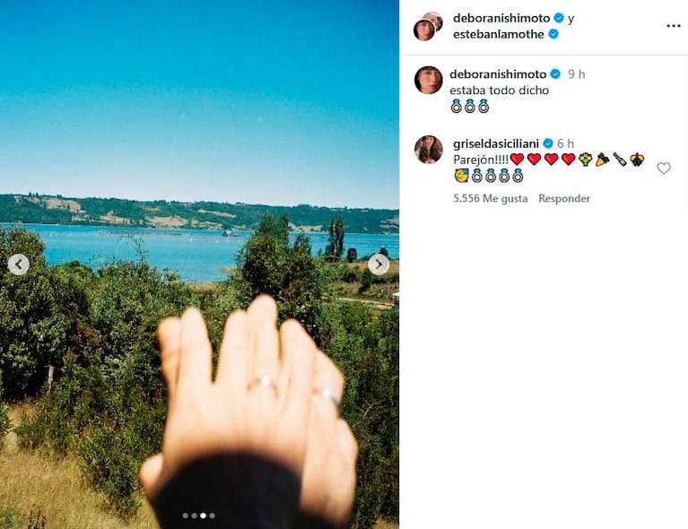 Débora Nishimoto mostró su compromiso con Esteban Lamothe (Foto: Instagram @deboranishimoto)