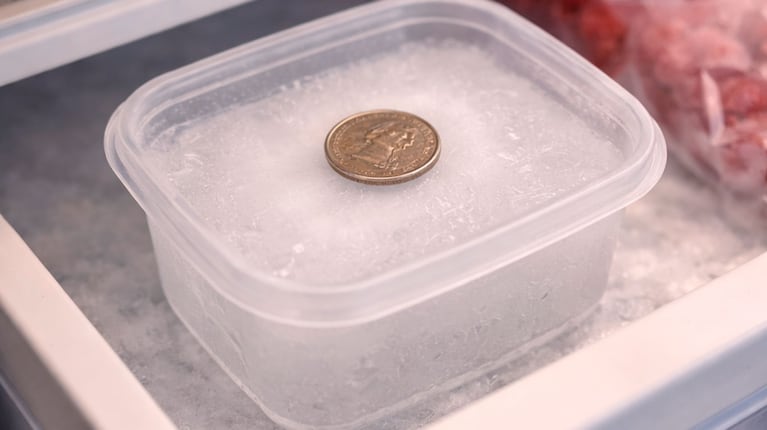Dejar una moneda en el freezer: por qué recomiendan hacerlo (foto creada con IA)