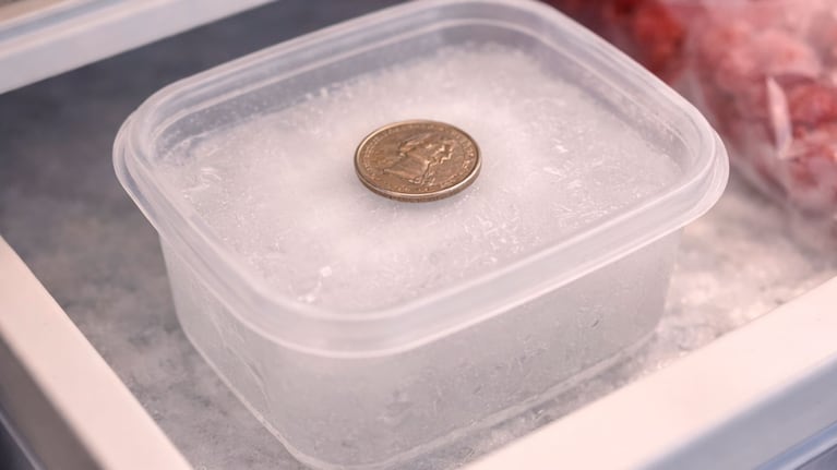Dejar una moneda en el freezer: por qué recomiendan hacerlo (foto creada con IA)